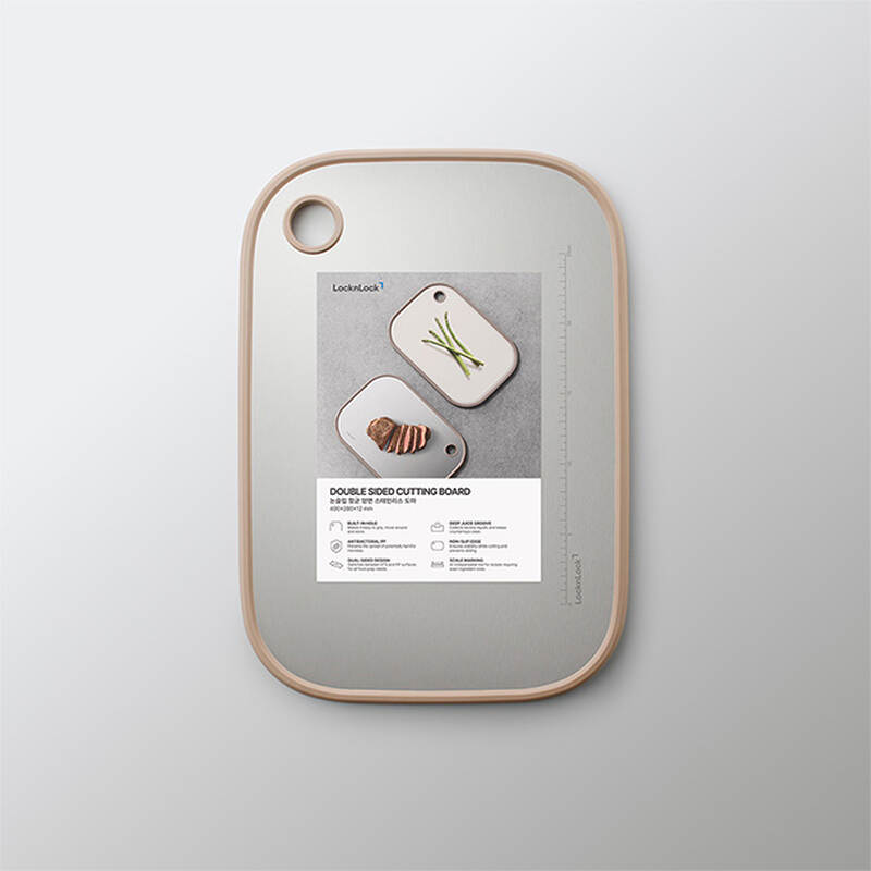 Thớt hai mặt inox 304, PP kháng khuẩn hiệu LocknLock kích thước 400*280*12MM - Màu Ivory - CKD096IVY, , large image number null